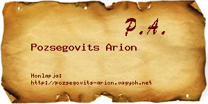 Pozsegovits Arion névjegykártya